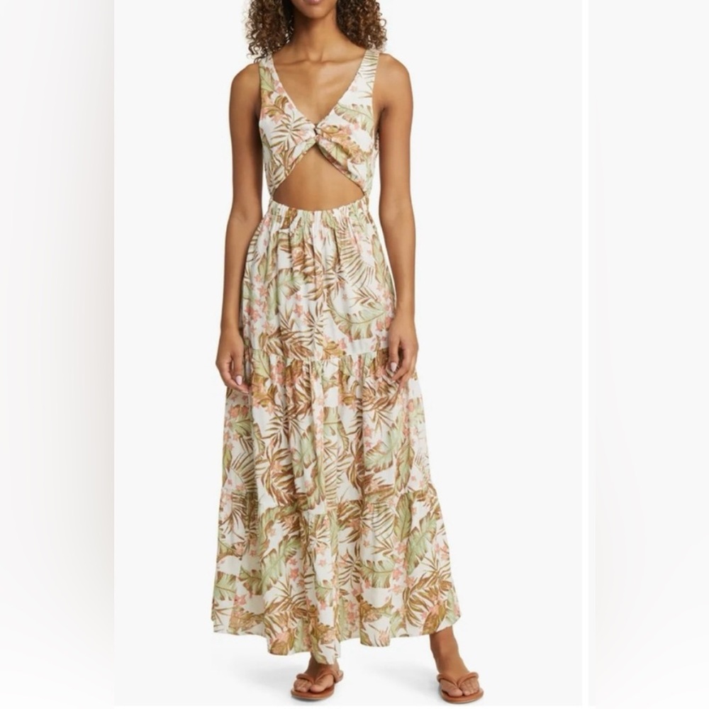 Rip Curl La Quinta Floral Smocked Maxi Dress Off White - Picture 1 of 14